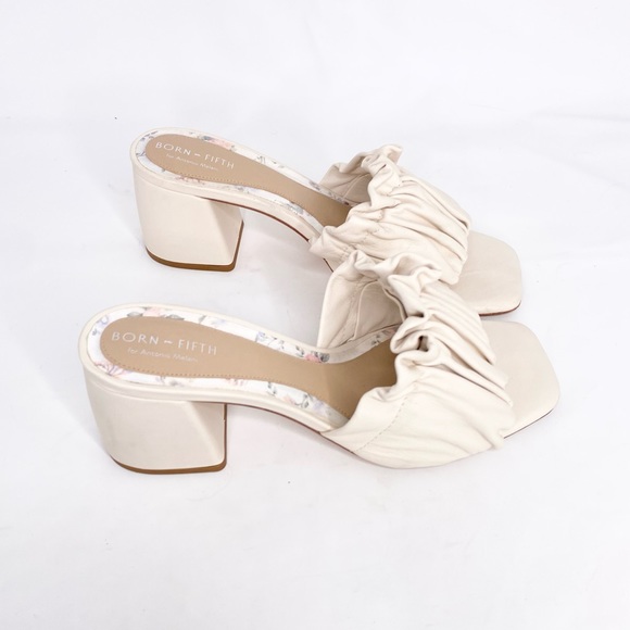 ANTONIO MELANI Shoes - Antonio Melani Born on Fifth Amy Pleated Leather Dress Sandals Cream